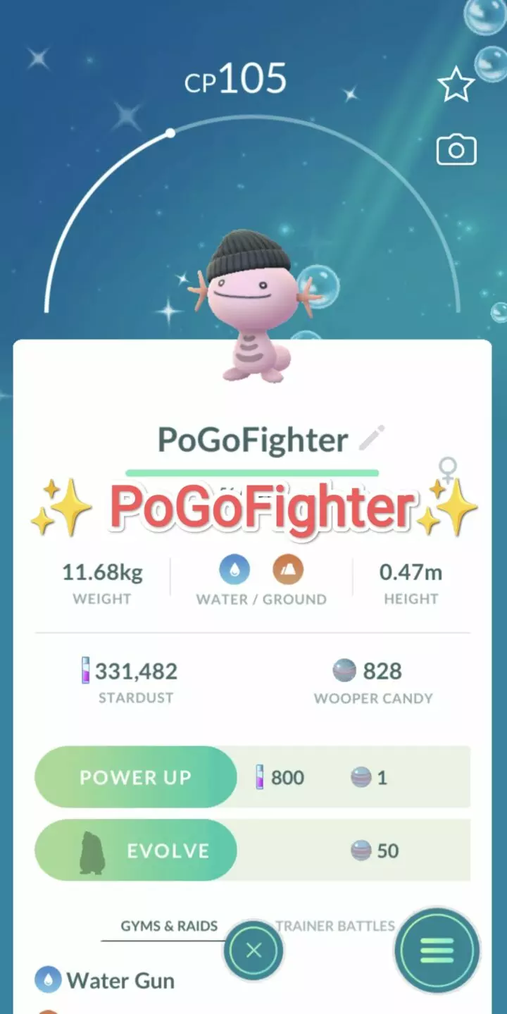 Pokémon GO Shiny Fashionable Wooper – Trade 20.000 stardust (Read Describe)