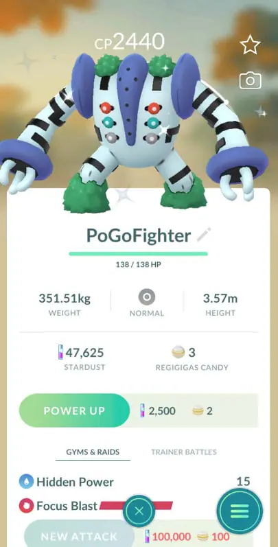 Pokémon GO Shiny Regigigas - Mini Account (Read Describe) - PoGoFighter