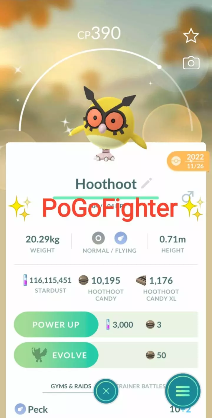 Pokémon GO Shiny Hoothoot - Trade 20.000 stardust (Read Describe)