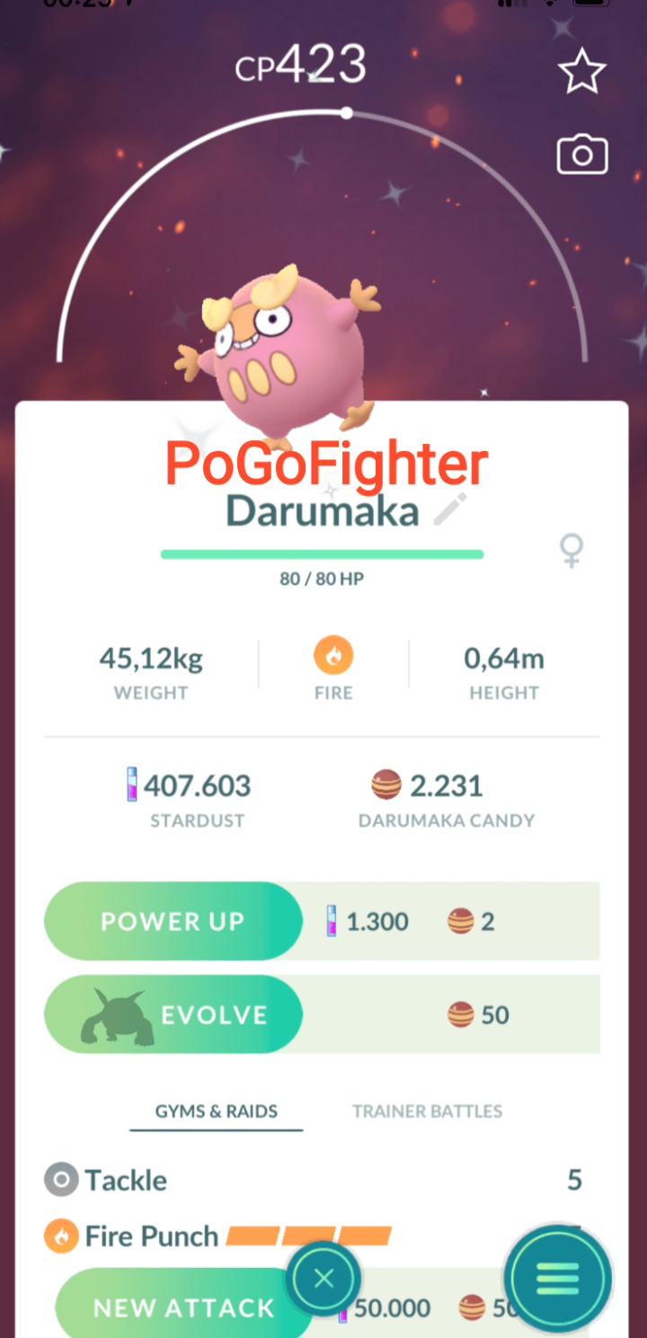 Pokémon GO Shiny Darumaka - Trade 20.000 stardust (Read Describe)