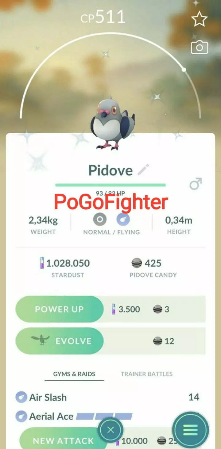 Pokémon GO Shiny Pidove - Trade 20.000 stardust (Read Describe)