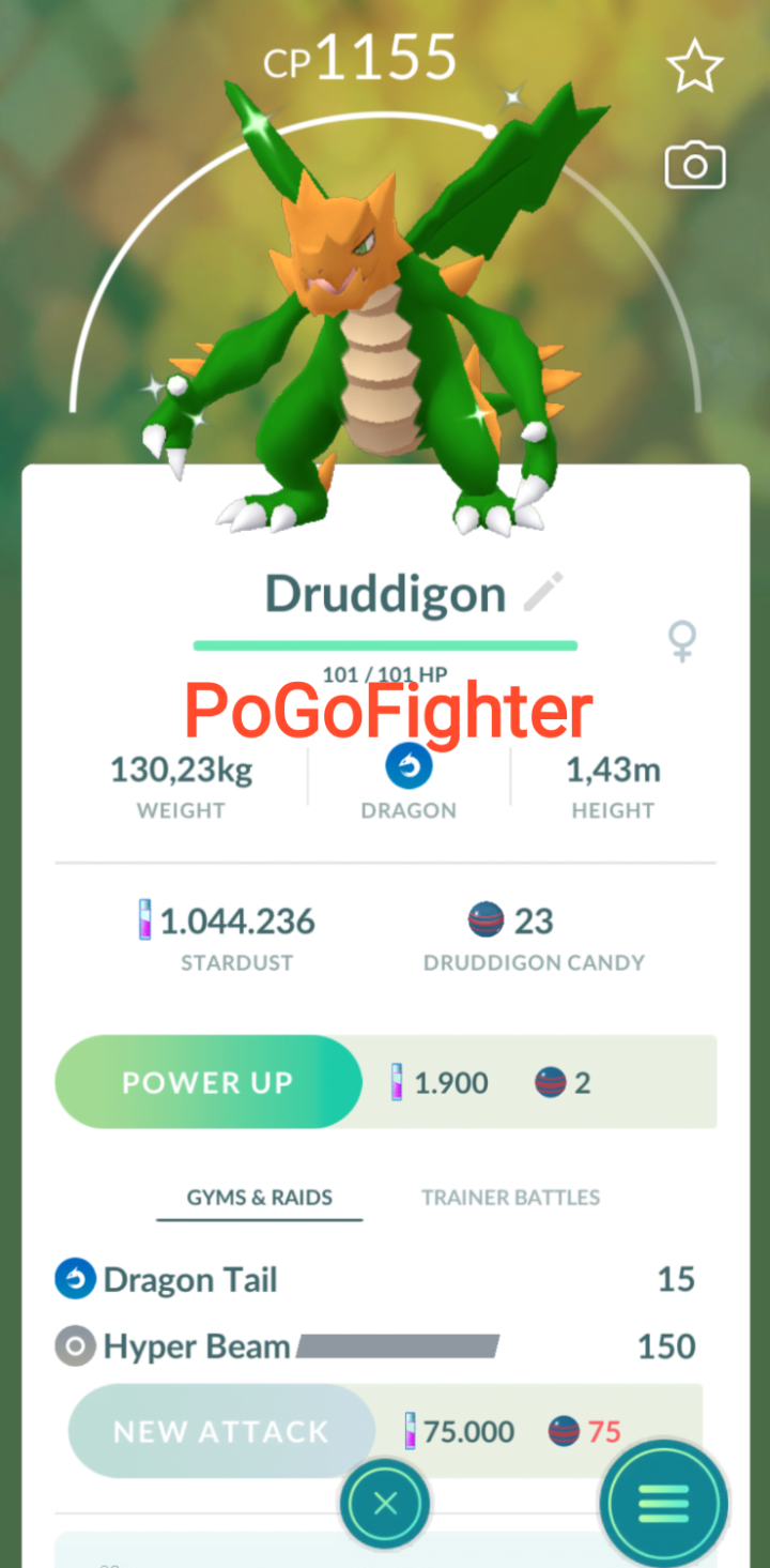 Pokémon GO Shiny Druddigon - Trade 20.000 stardust (Read Describe)