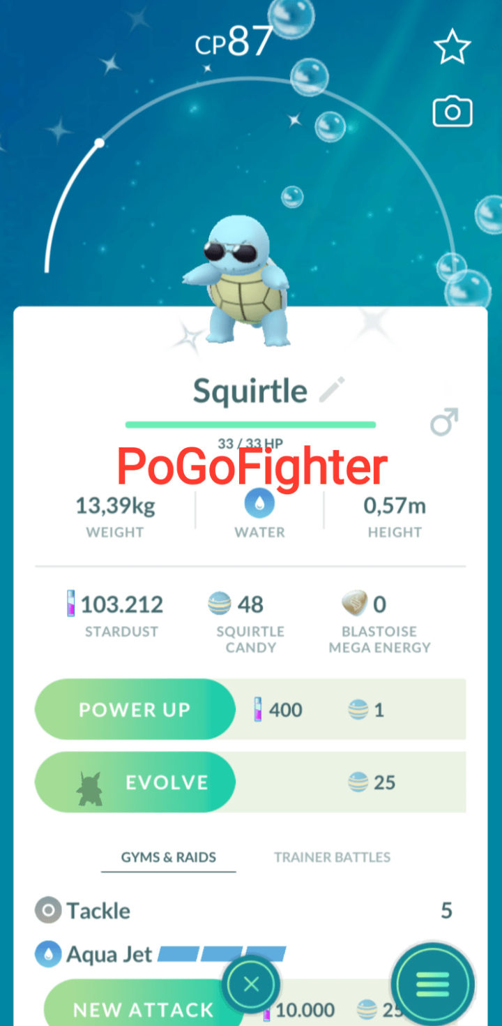 Pokémon GO Shiny Squirtle wearing Sun Glasses - Trade 20.000 stardust (Read Describe)