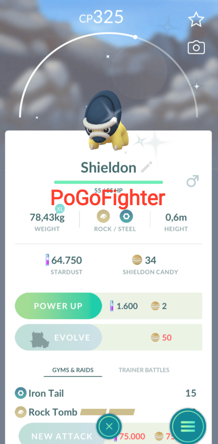 Pokémon GO Shiny Shieldon - Trade 20.000 stardust (Read Describe)