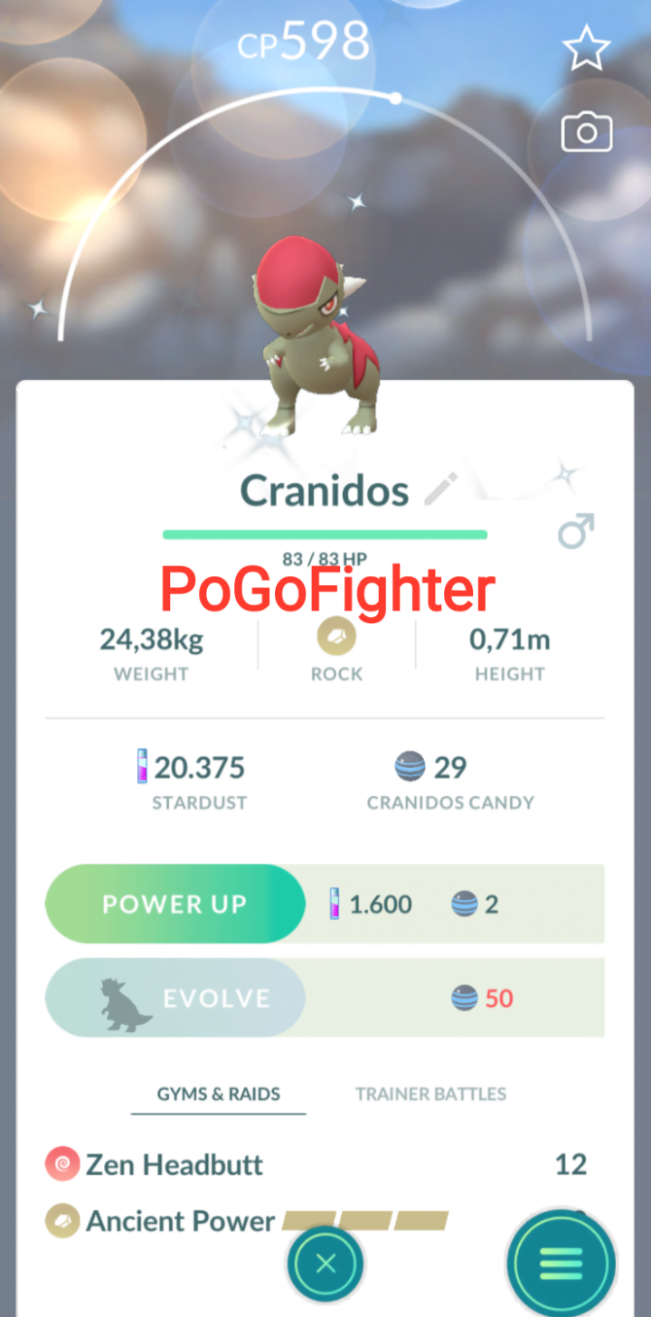 Pokémon GO Shiny Cranidos - Trade 20.000 stardust (Read Describe)