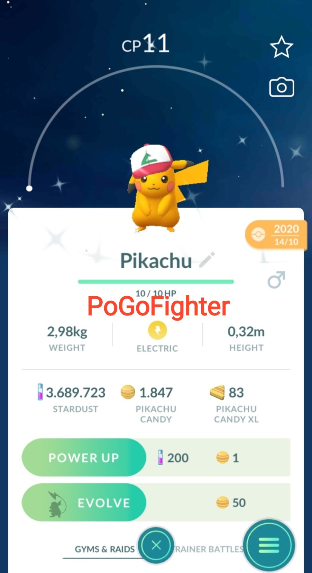 shiny pikachu hat pokemon go