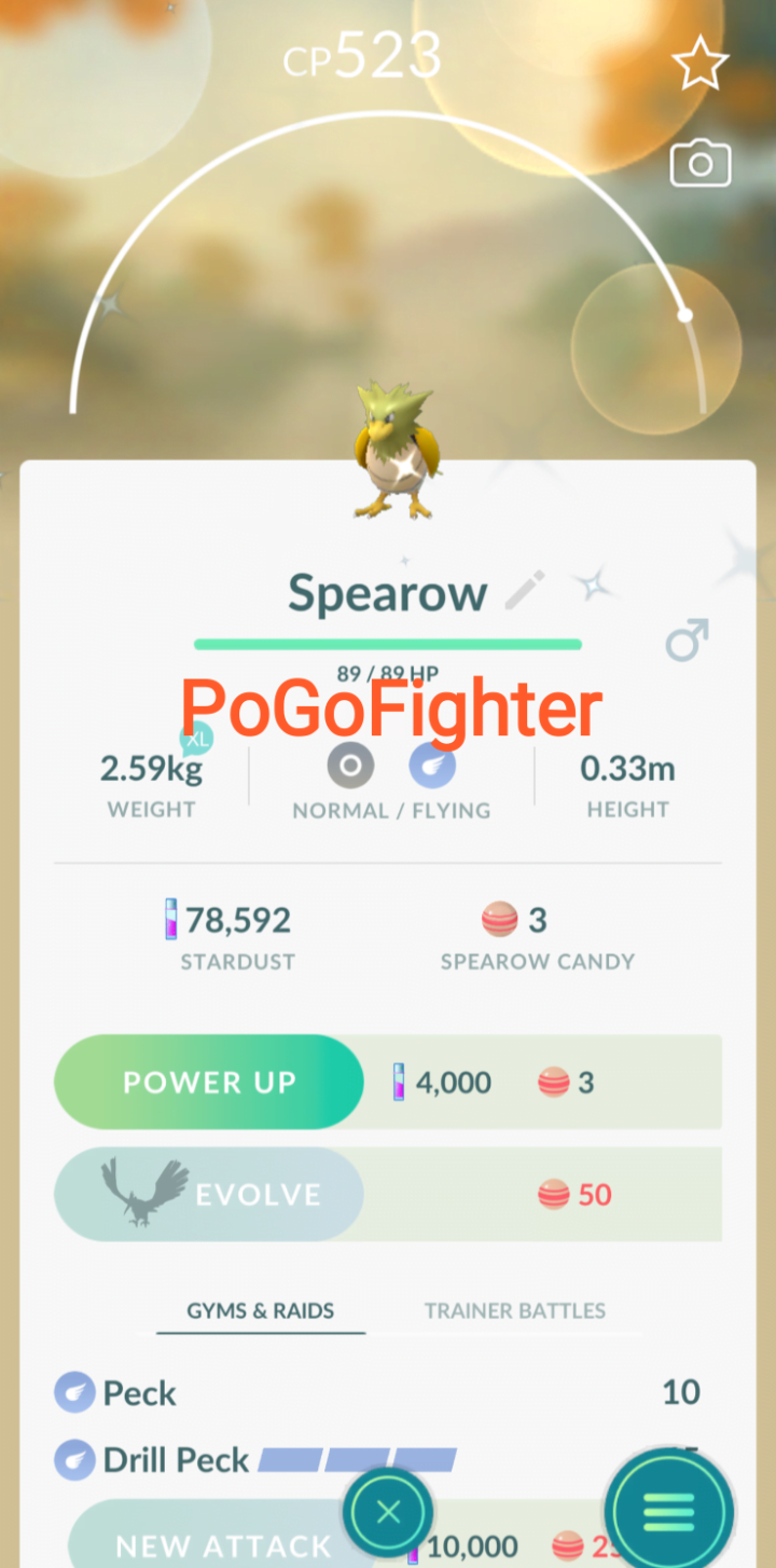 Pokémon GO Shiny Spearow - Trade 20.000 stardust (Read Describe)