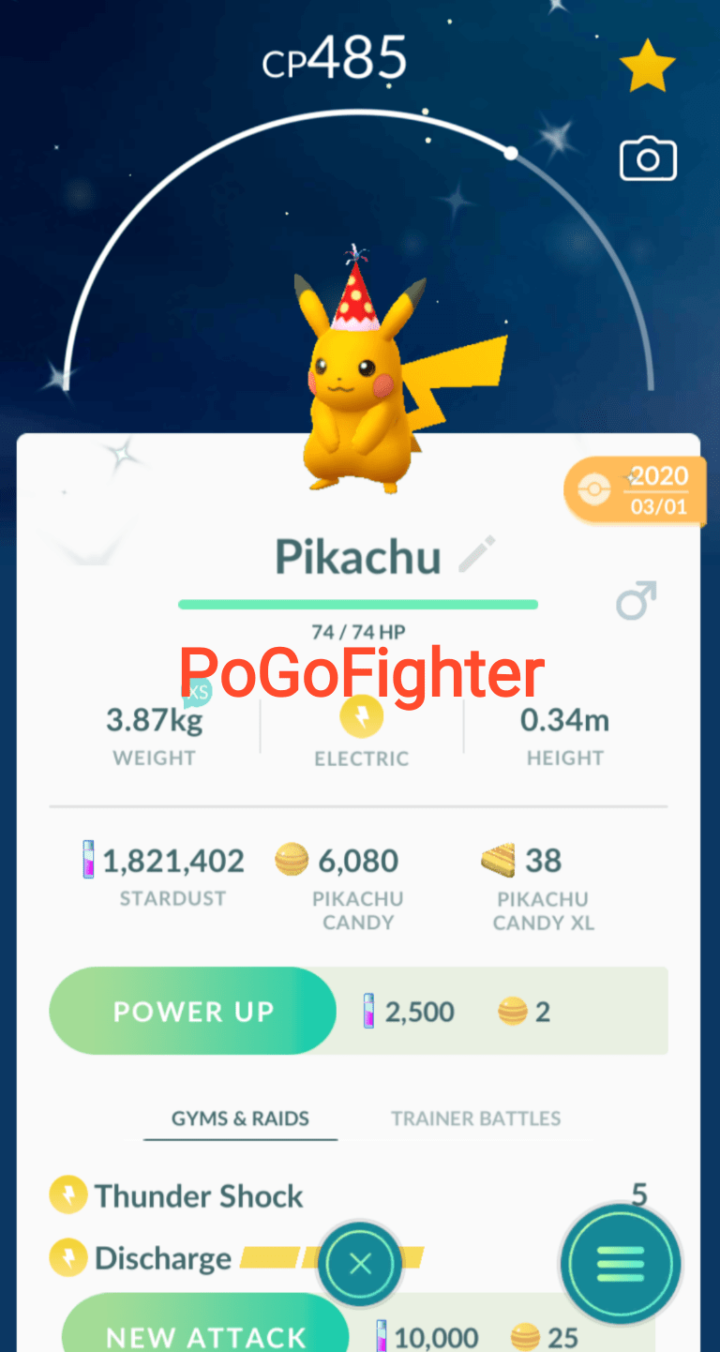 Pokémon GO Shiny Party Red Hat Pikachu - Trade 20.000 stardust (Read Describe)