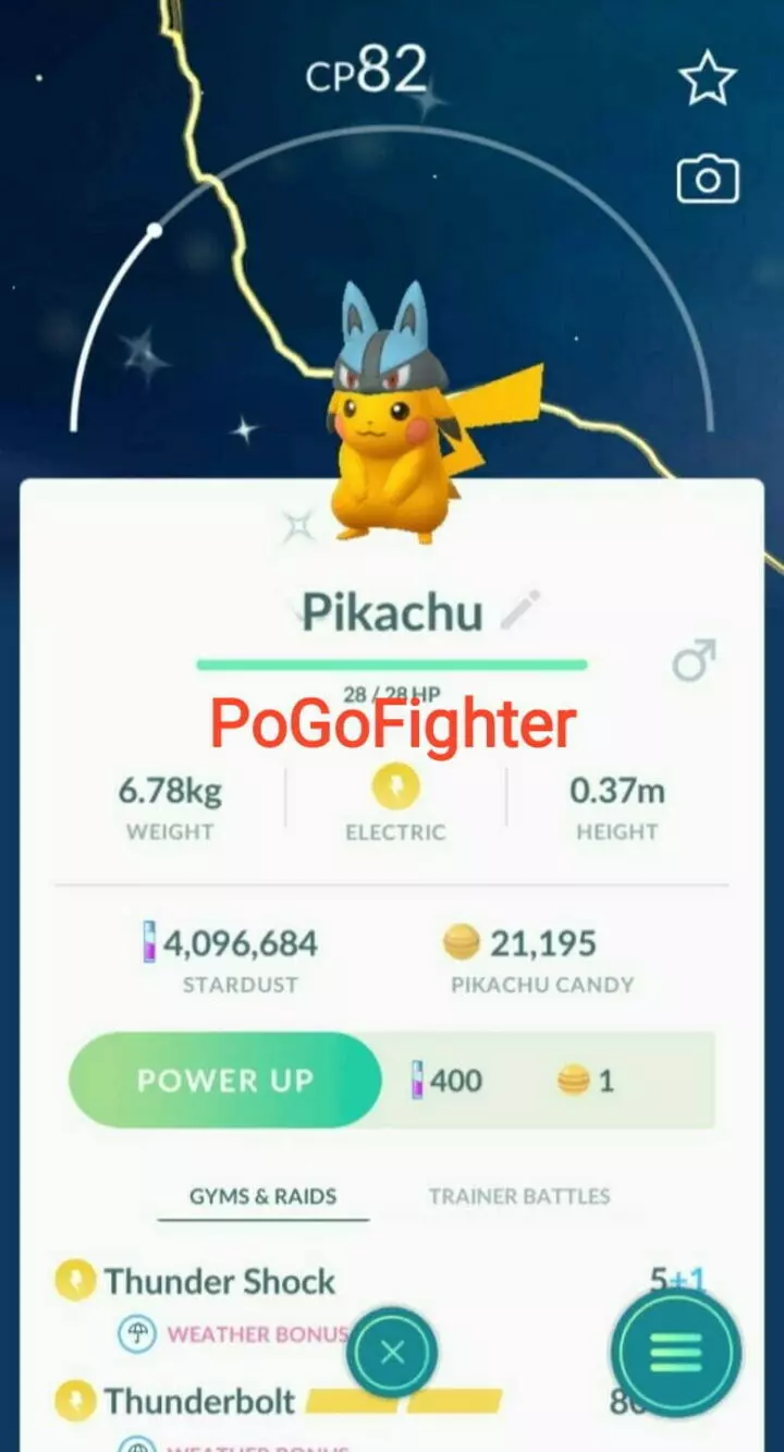 Pokémon GO Shiny Lucario Hat Pikachu - Trade 20.000 stardust (Read Describe)
