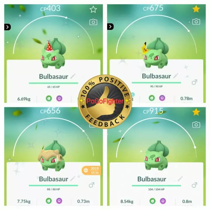 Pokémon GO Shiny Bulbasaur Wearing Hat – Trade 20.000 stardust (Read Describe)
