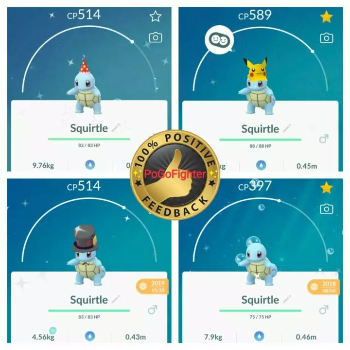 Pokémon GO Shiny Squirtle Wearing Hat – Trade 20.000 stardust (Read Describe)