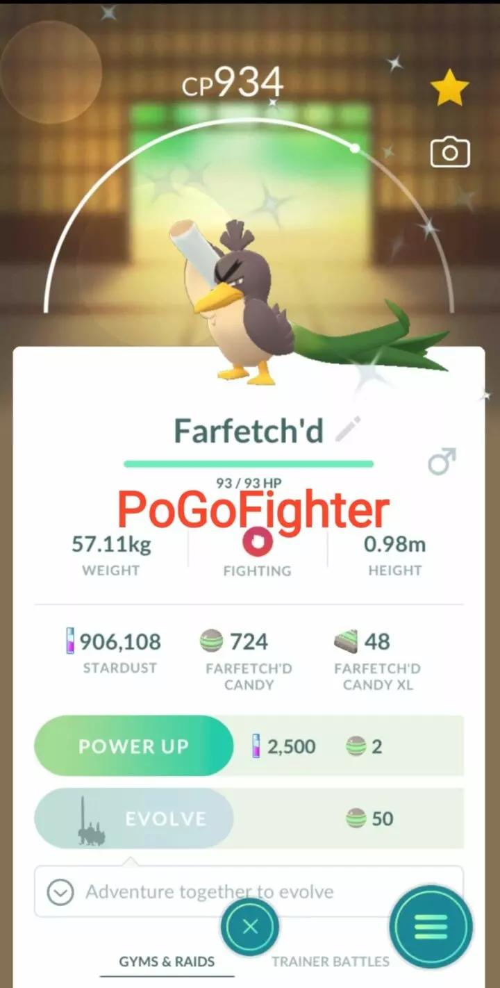 Pokémon GO Shiny Galarian Farfetch'd – Trade 20.000 stardust (Read Describe)