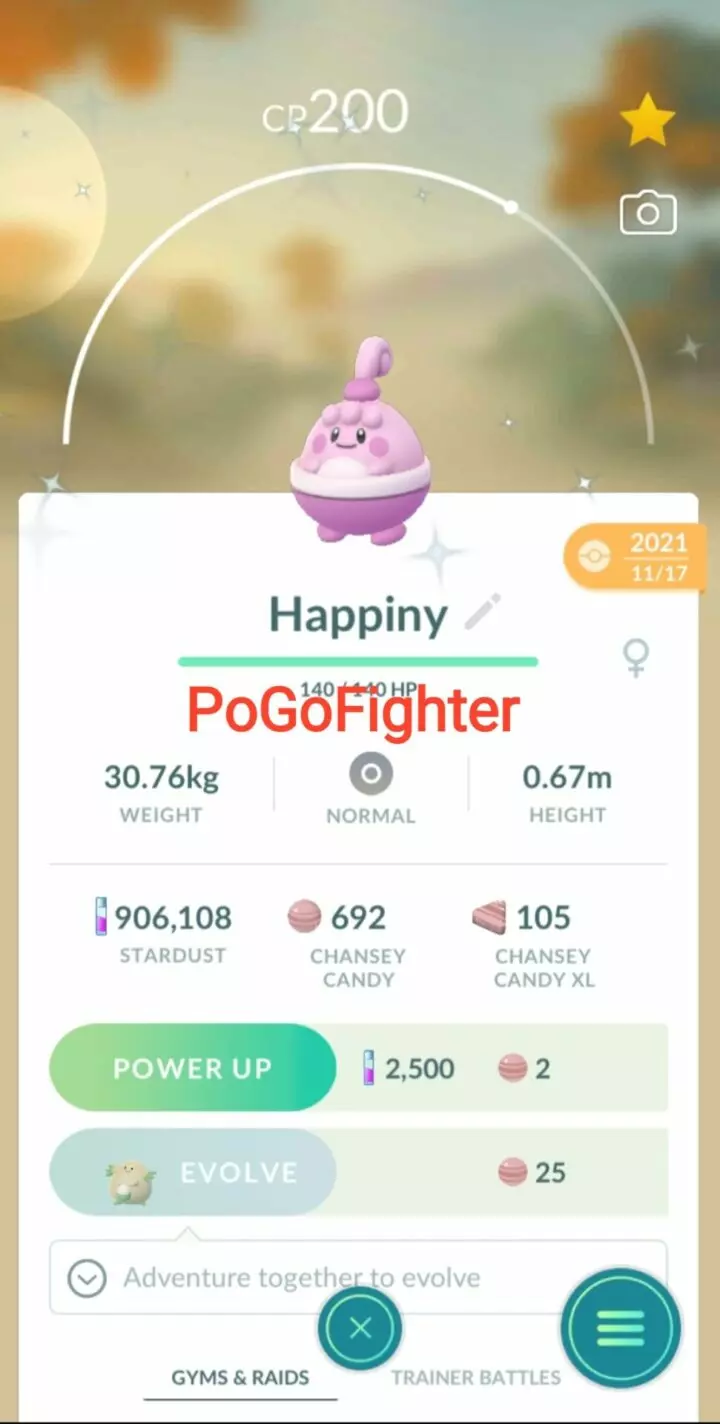 Pokémon GO Shiny Happiny – Trade 20.000 stardust (Read Describe)