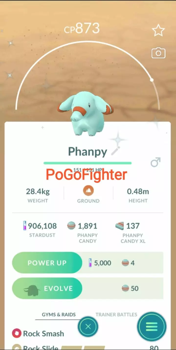Pokémon GO Shiny Phanpy – Trade 20.000 stardust (Read Describe)