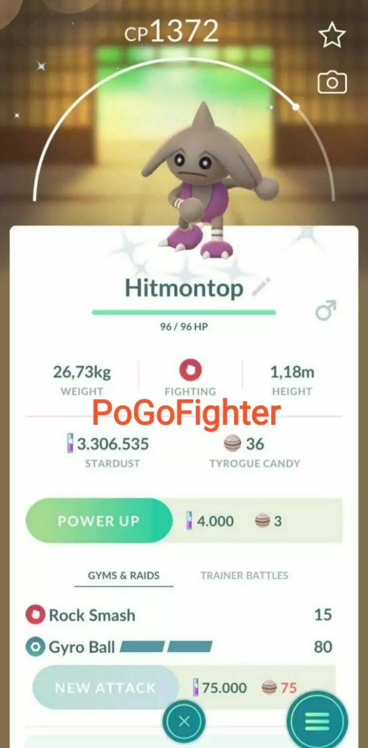 Pokémon GO Shiny Hitmontop – Trade 20.000 stardust (Read Describe)