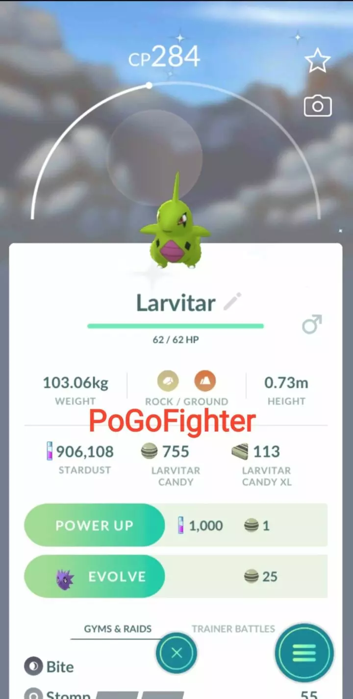 Pokémon GO Shiny Larvitar – Trade 20.000 stardust (Read Describe)