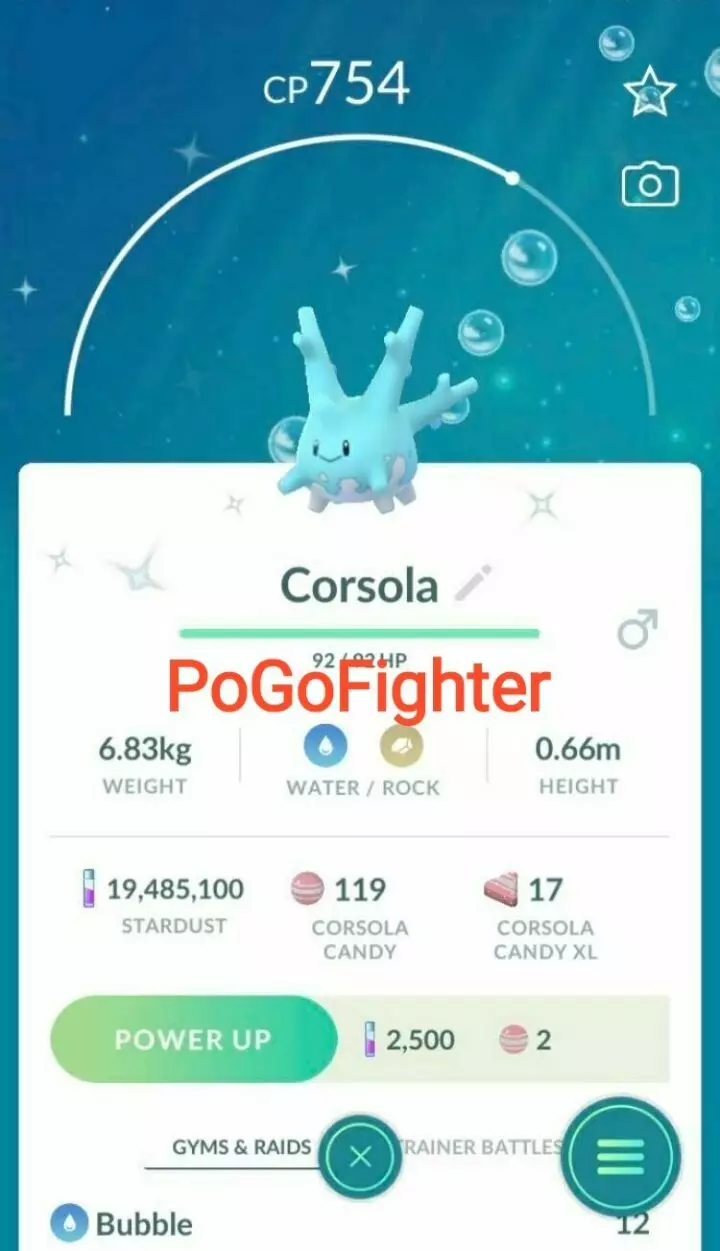 Pokémon GO Shiny Corsola – Trade 1.000.000 stardust (Read Describe)