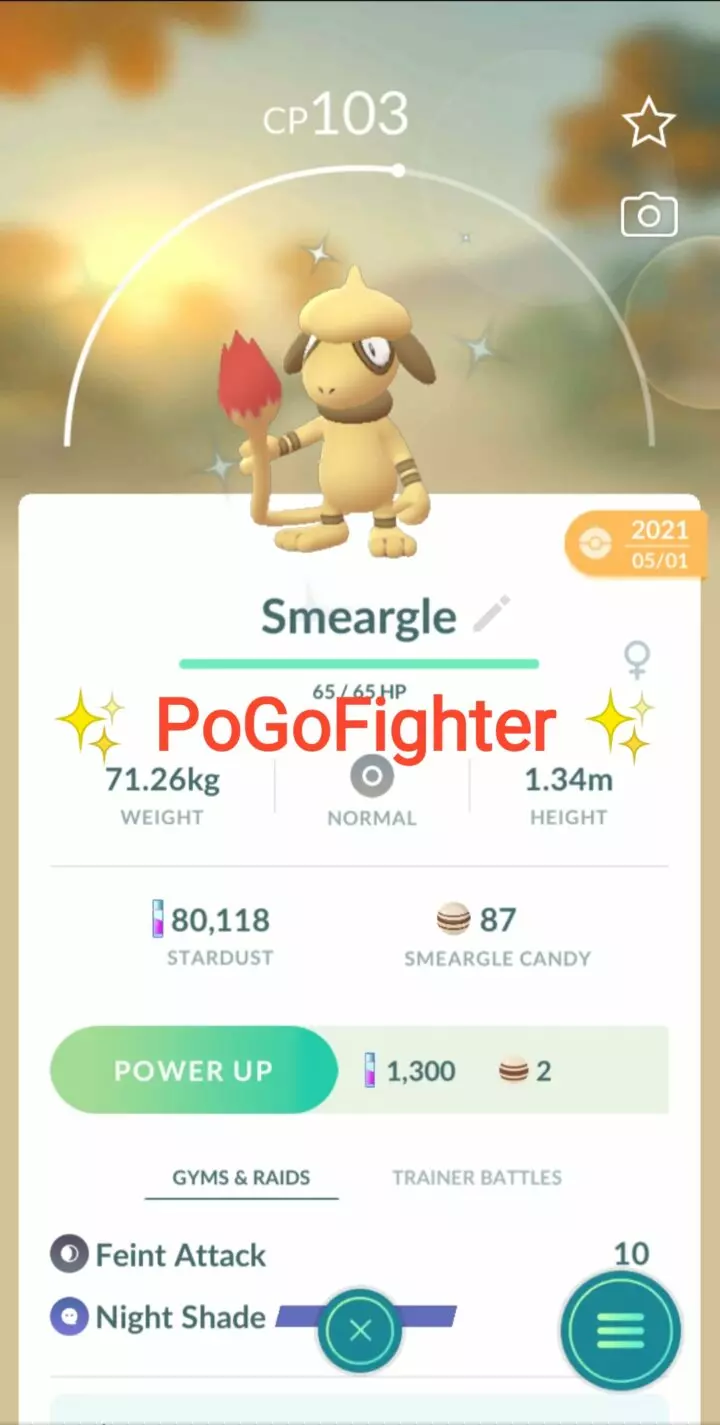 Pokémon GO Shiny Smeargle – Trade 20.000 stardust (Read Describe)