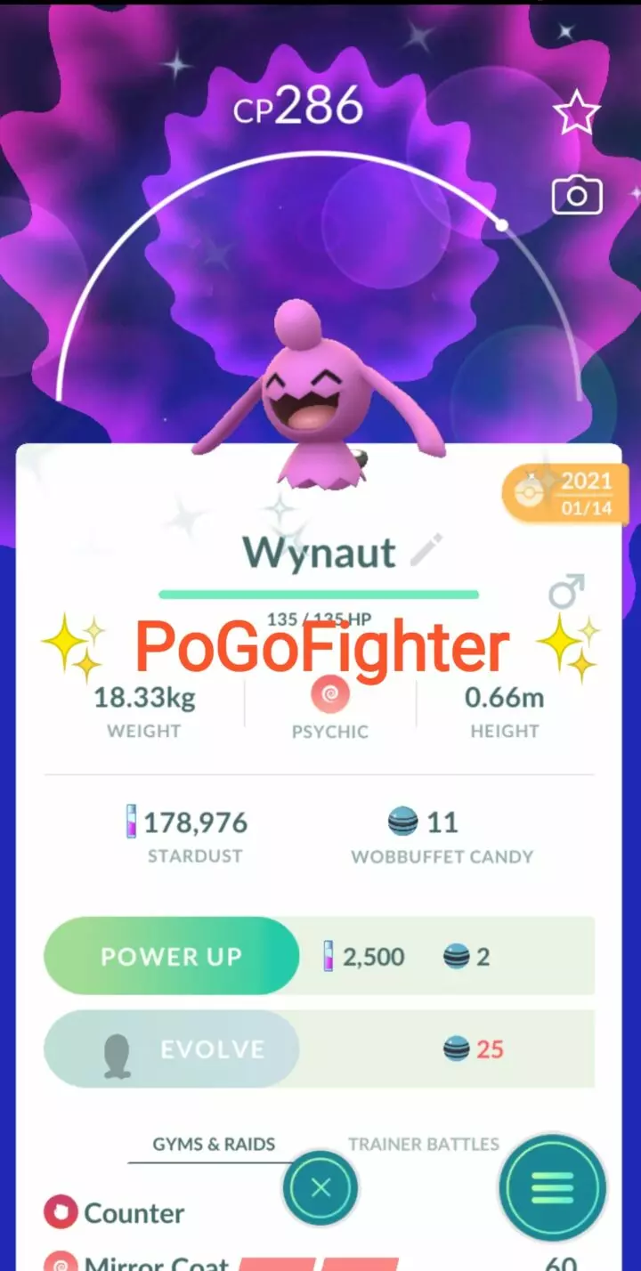 Pokémon GO Shiny Wynaut – Trade 20.000 stardust (Read Describe)