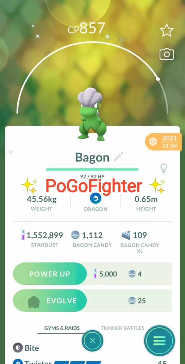 Pokémon GO Shiny Bagon – Trade 20.000 stardust (Read Describe)