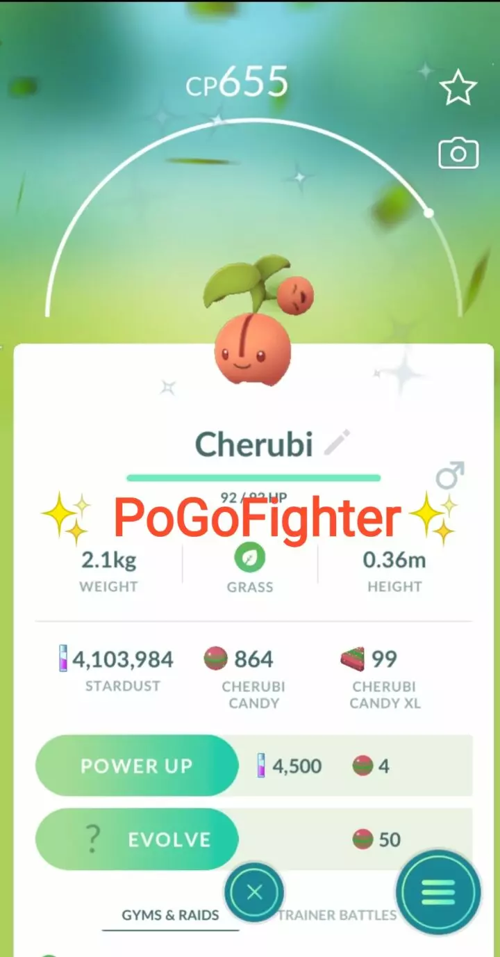 Pokémon GO Shiny Cherubi – Trade 20.000 stardust (Read Describe)