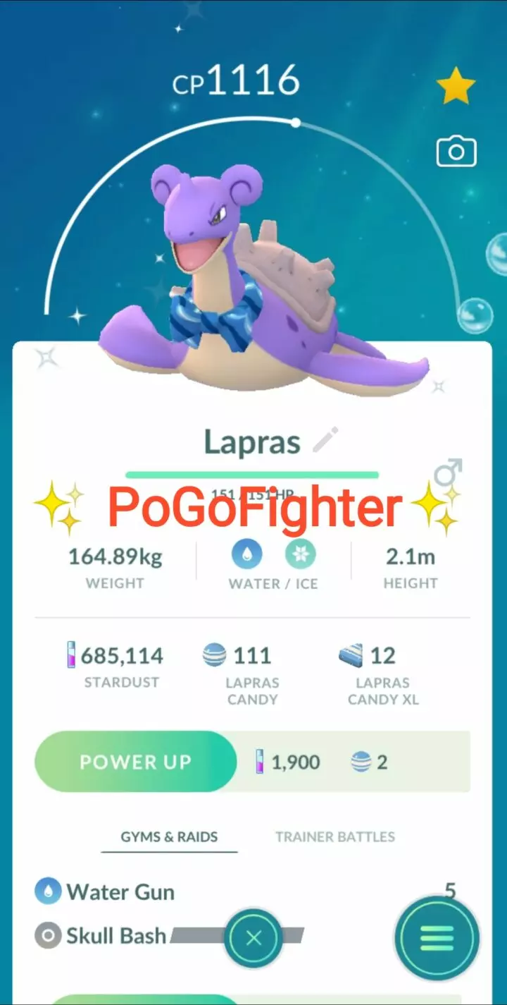 Pokémon GO Shiny Lapras wearing Scarf – Trade 20.000 stardust (Read Describe)