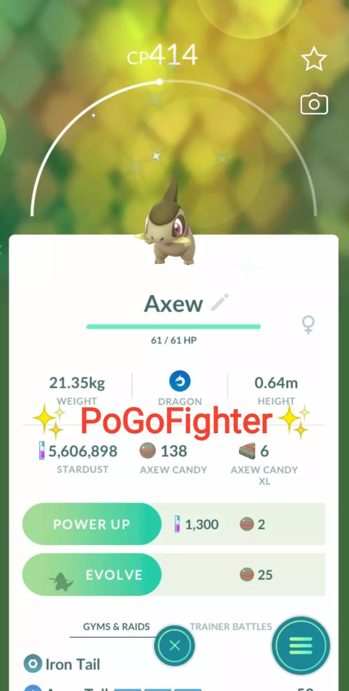 Pokémon GO Shiny Axew – Trade 1.000.000 stardust (Read Describe)