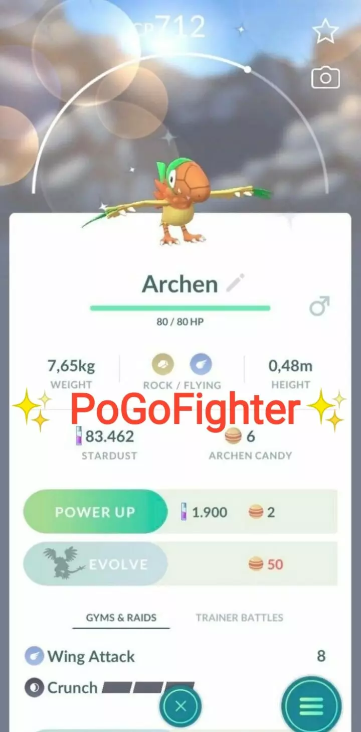 Pokémon GO Shiny Archen – Trade 20.000 stardust (Read Describe)