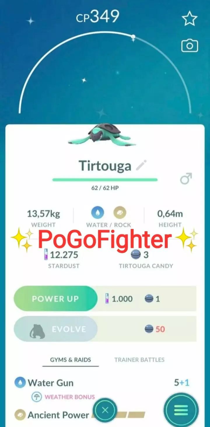 Pokémon GO Shiny Tirtouga – Trade 20.000 stardust (Read Describe)
