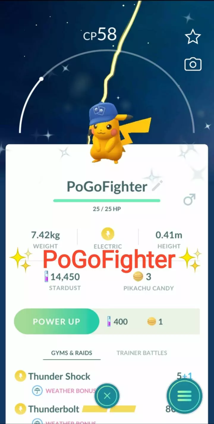 Pokémon GO Shiny TCG Hat Pikachu – Trade 20.000 stardust (Read Describe)