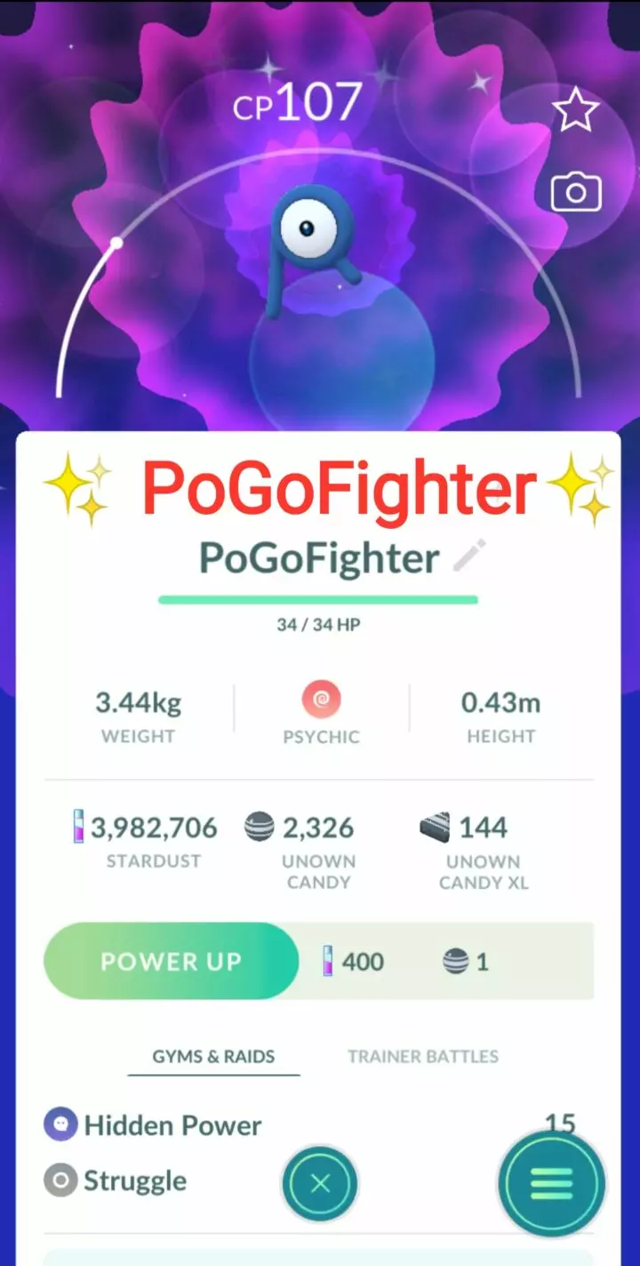 Pokémon GO Shiny Unown R - Trade 20.000 stardust (Read Describe)