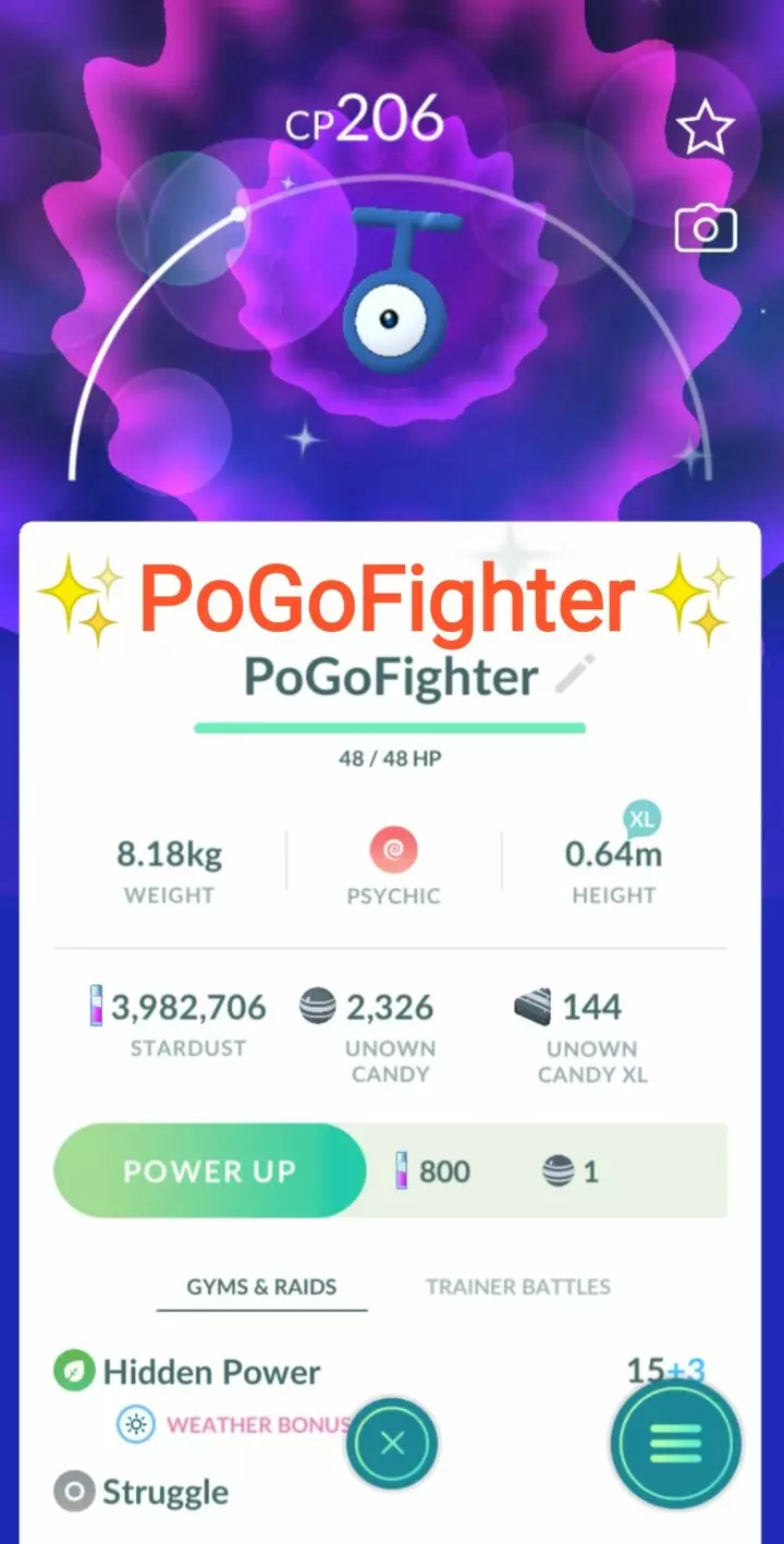 Pokémon GO Shiny Unown T - Trade 20.000 stardust (Read Describe)