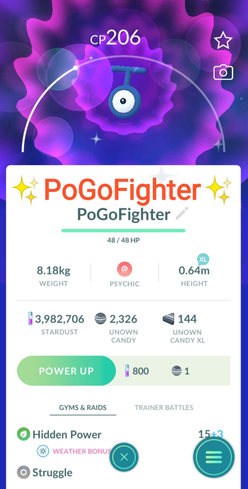 Pokémon GO Shiny Unown T - Trade 20.000 stardust (Read Describe