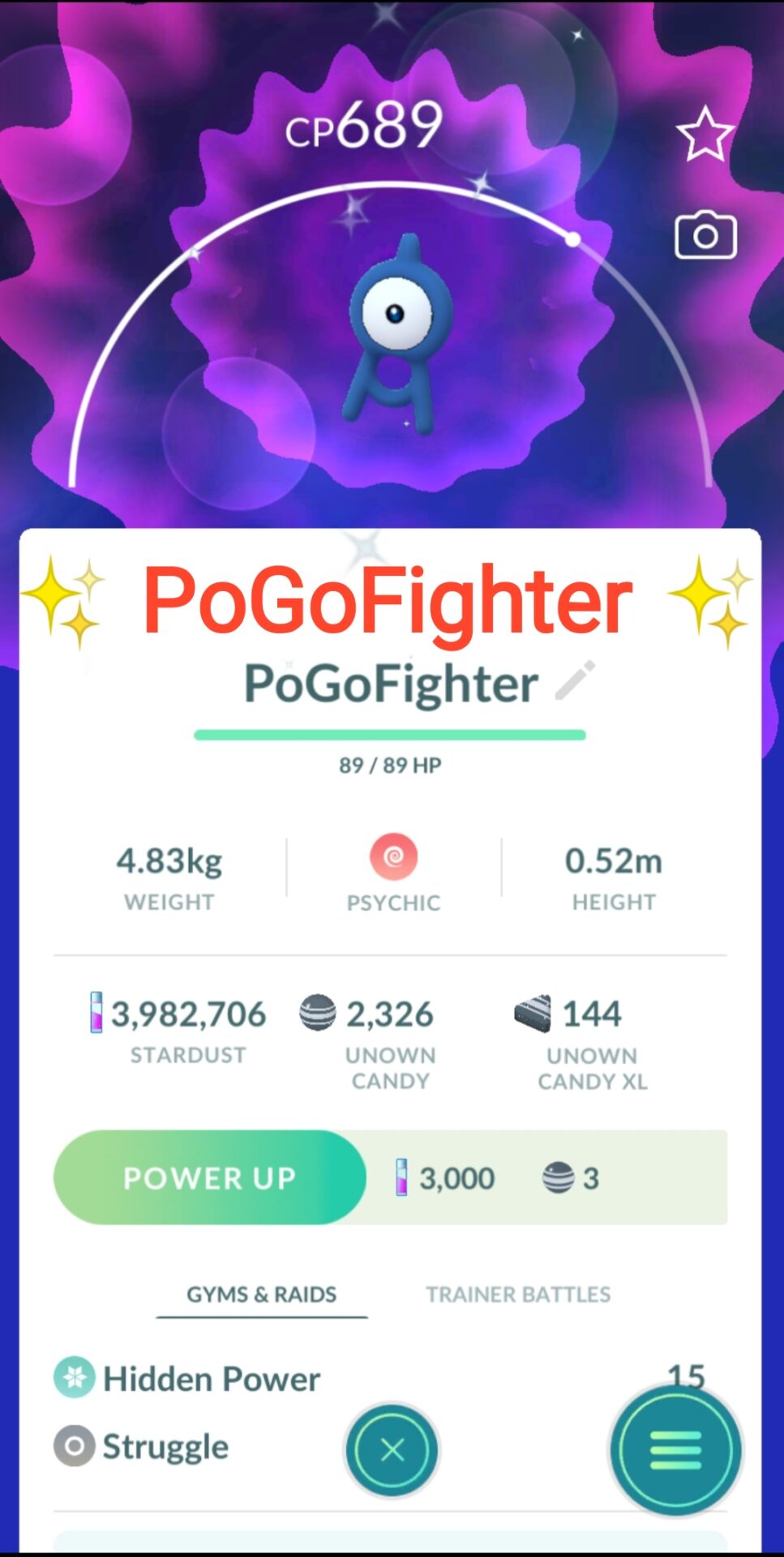 Pokémon GO Shiny Unown A - Trade 20.000 stardust (Read Describe) -  PoGoFighter