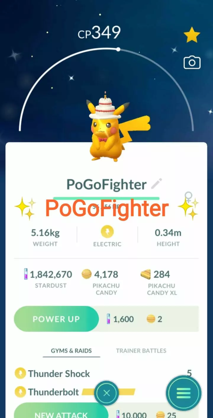 Pokémon GO Shiny Cake Costume Pikachu – Trade 20.000 stardust (Read Describe)