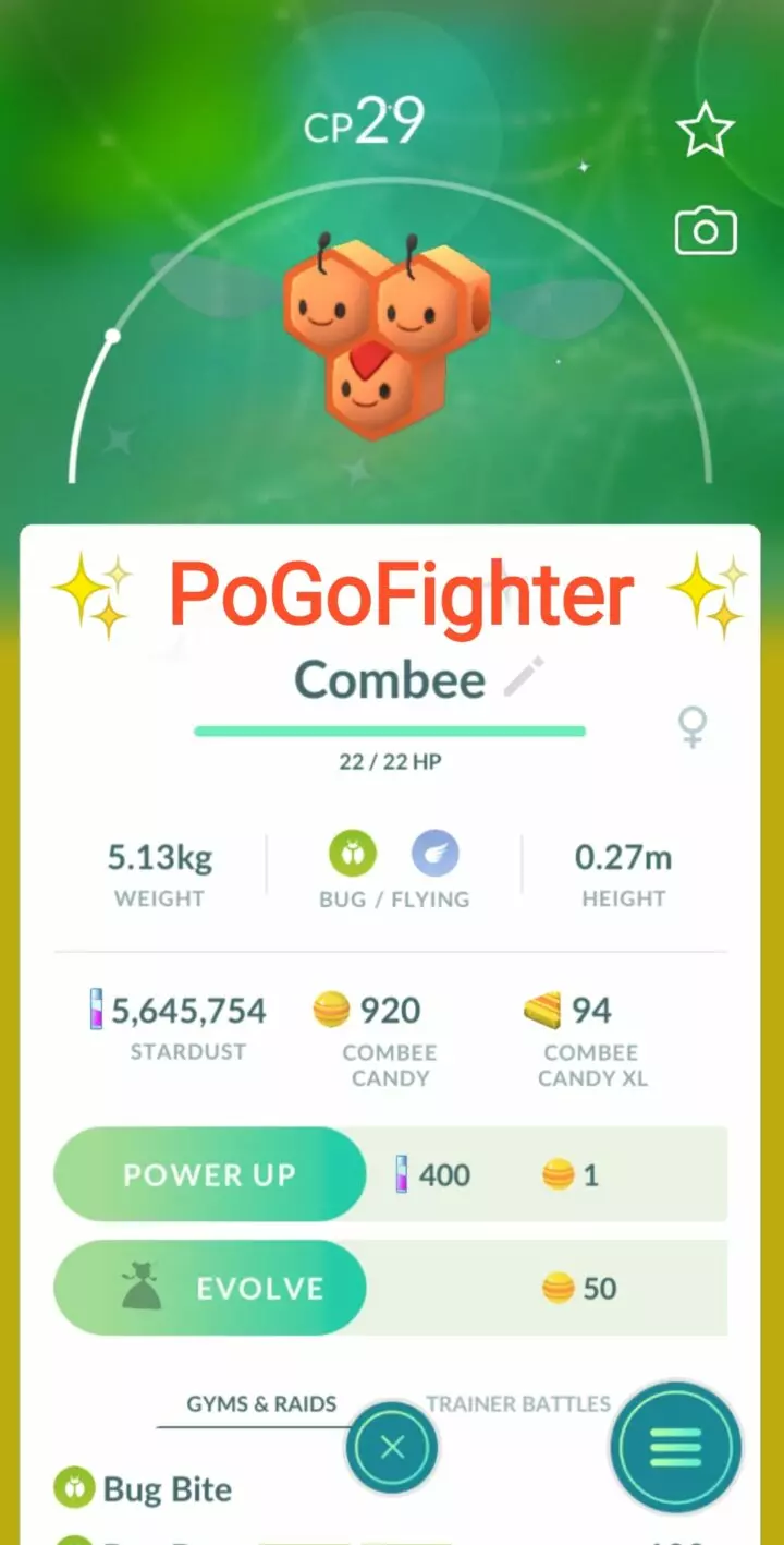 Pokémon GO Shiny Combee – Trade 20.000 stardust (Read Describe)