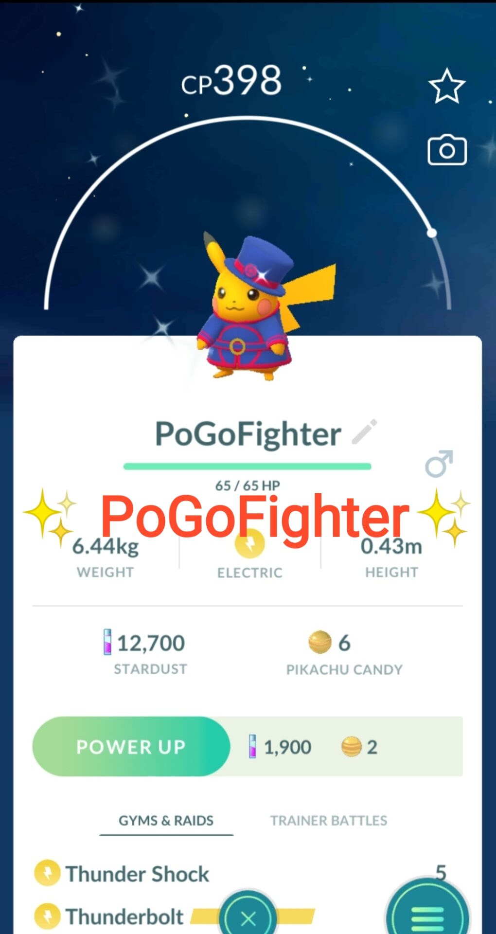 Shiny Pikachu ( Holiday Costume ) Pokemon Trade Go