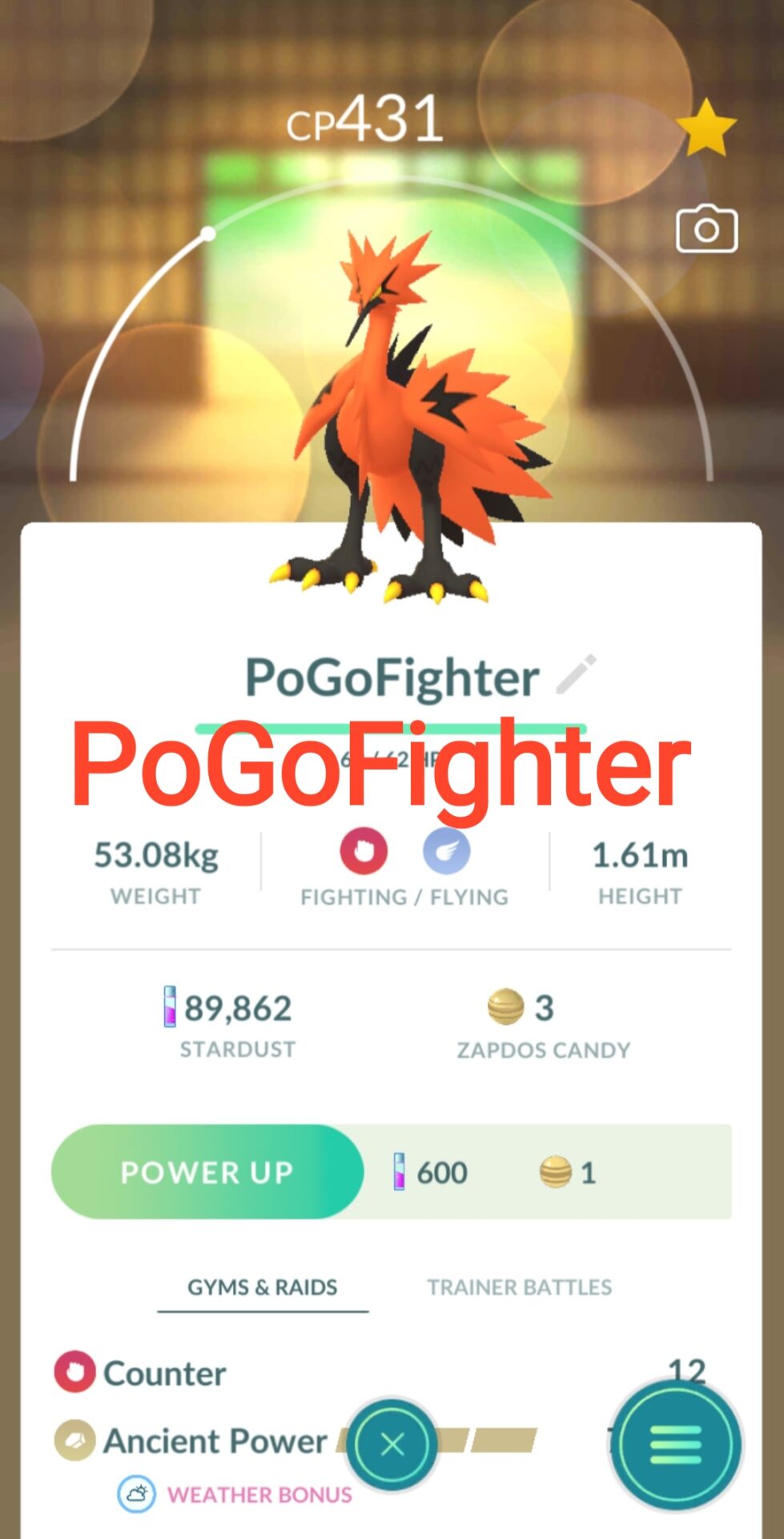 😳High cp Wild Galarian Zapdos in pokemon go. 