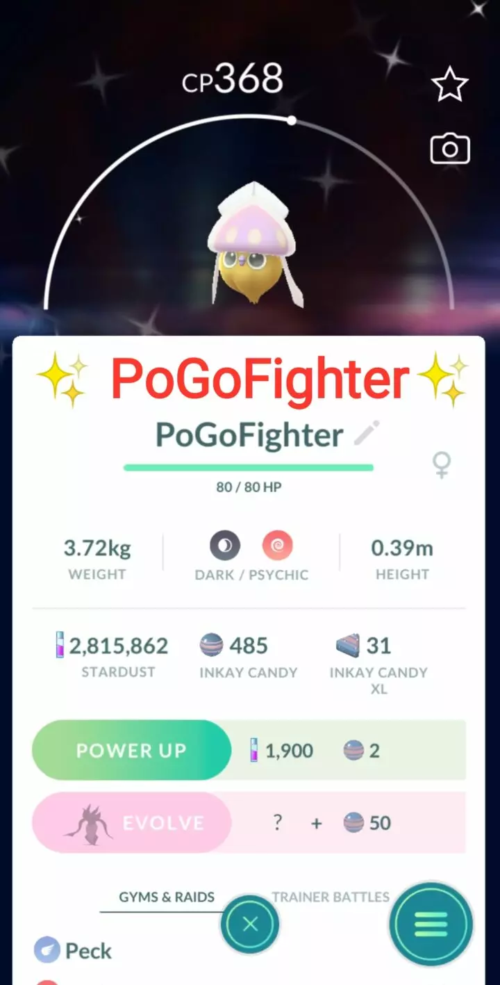 Pokémon GO Shiny Inkay – Trade 20.000 stardust (Read Describe)