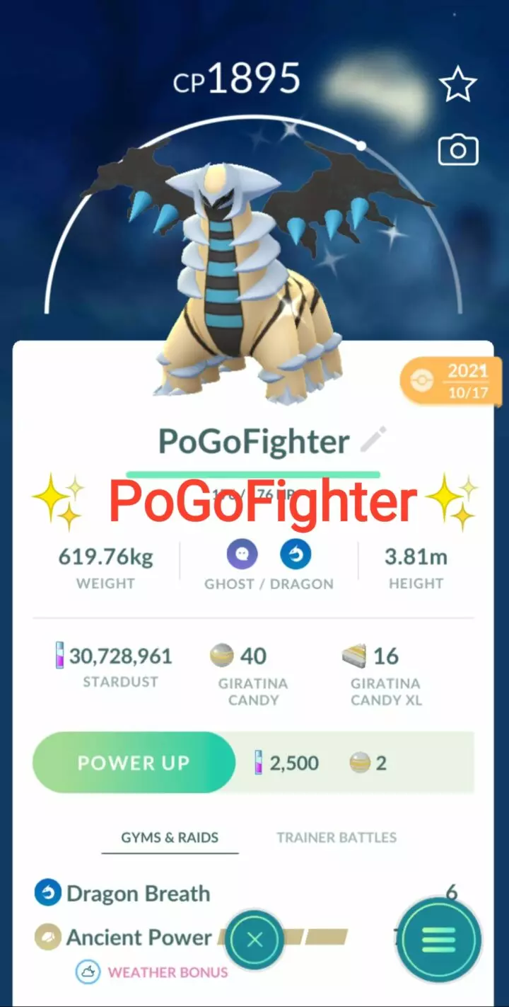 Pokémon GO Shiny Giratina Altered Forme – Mini Account (Read Describe)