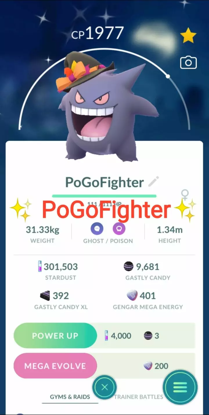 Pokémon GO Shiny Spooky Festival Gengar – Trade 20.000 stardust (Read Describe)