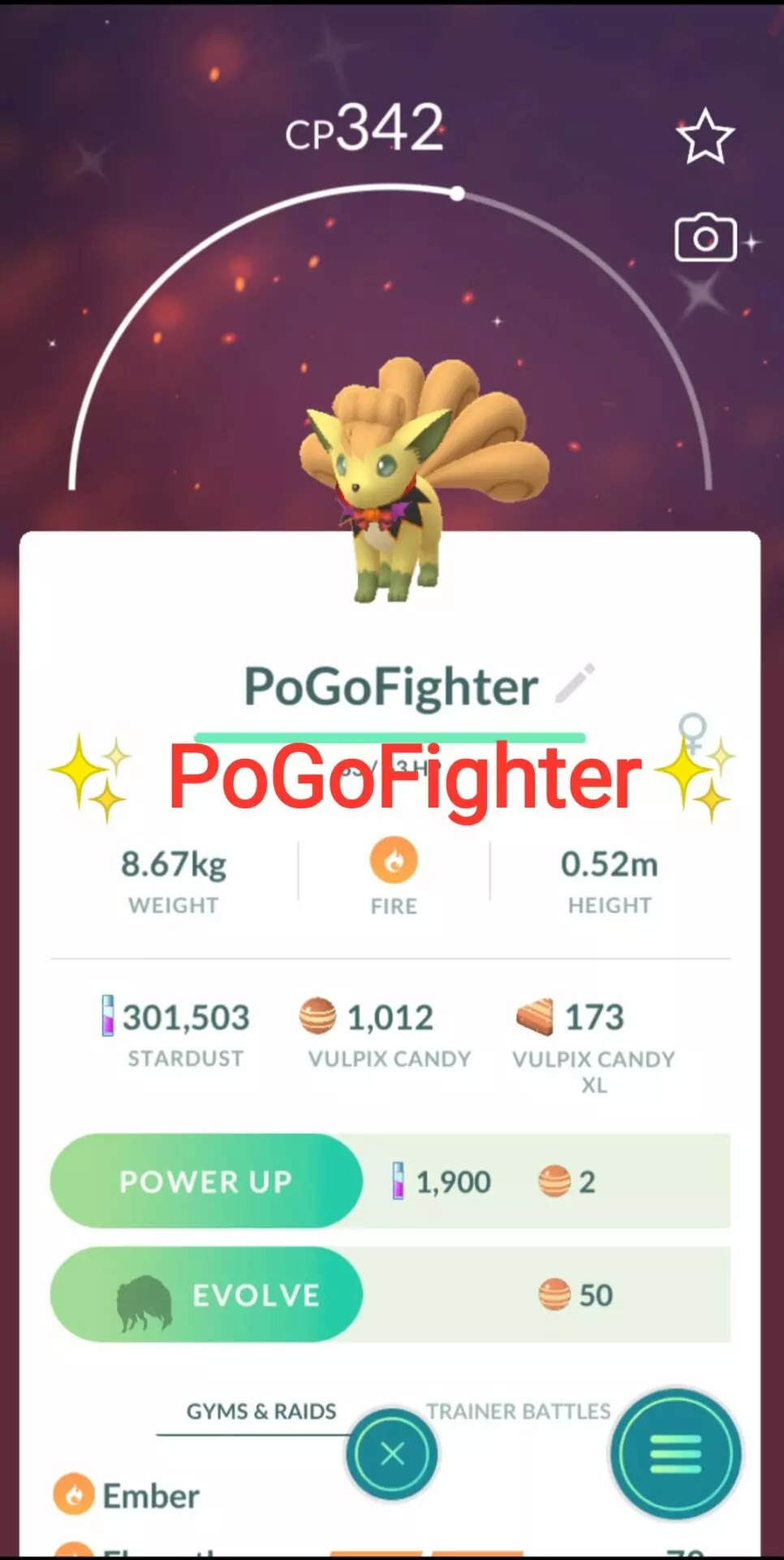 Pokémon GO Shiny Spooky Festival Vulpix – Trade 20.000 stardust (Read Describe)