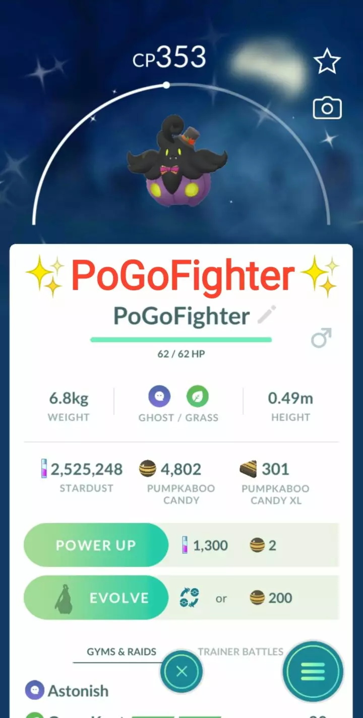 Pokémon GO Shiny Spooky Festival Pumpkaboo – Trade 20.000 stardust (Read Describe)