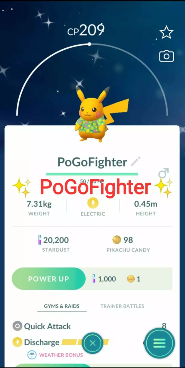 Pokémon GO Shiny Green Fruit Shirt Pikachu - Taipei – Trade 20.000 stardust (Read Describe)