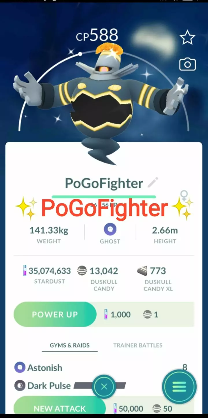 Pokémon GO Shiny Cempasúchil Crown Dusknoir – Trade 20.000 stardust (Read Describe)