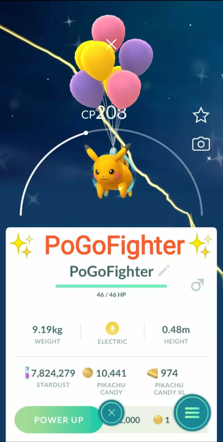 Pokémon GO Shiny Flying Pikachu with Purple Balloons – Singapore – Trade 20.000 stardust (Read Describe)