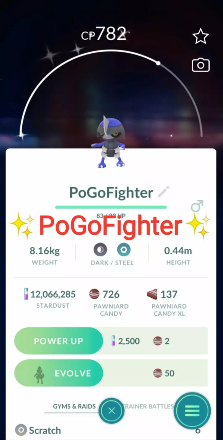 Pokémon GO Shiny Pawniard – Trade 20.000 stardust (Read Describe)