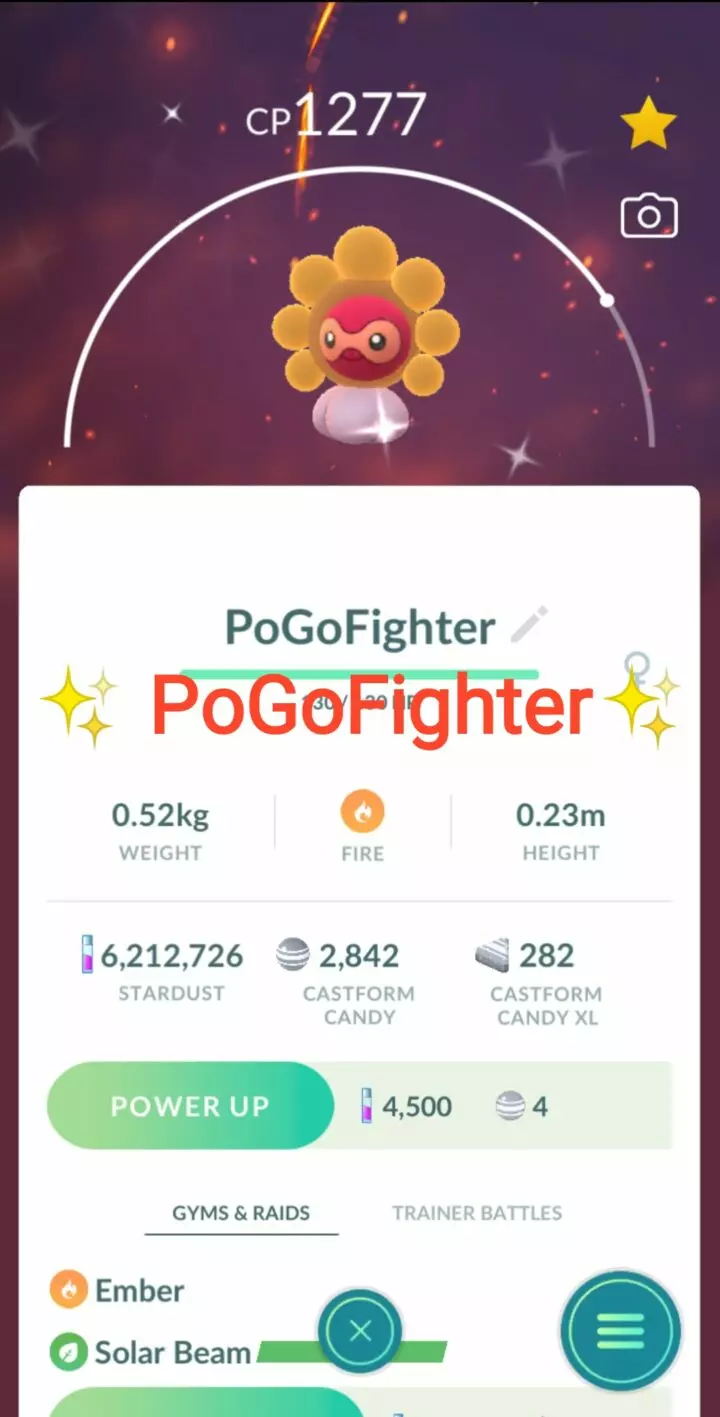 Pokémon GO Shiny Sunny Castform - Trade 20.000 stardust (Read Describe)