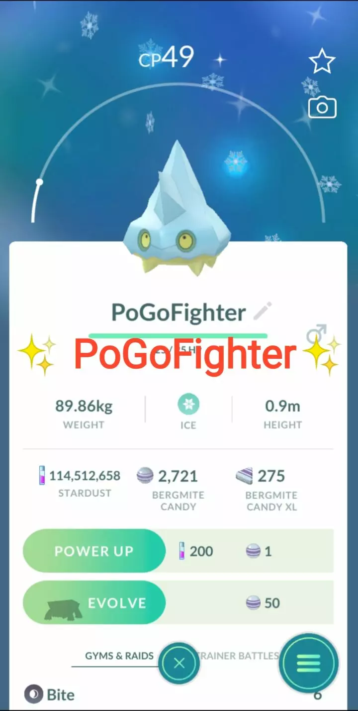 Pokémon GO Shiny Bergmite – Trade 20.000 stardust (Read Describe)
