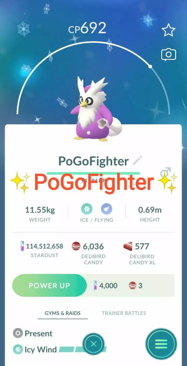 Pokémon GO Shiny Delibird – Trade 20.000 stardust (Read Describe)